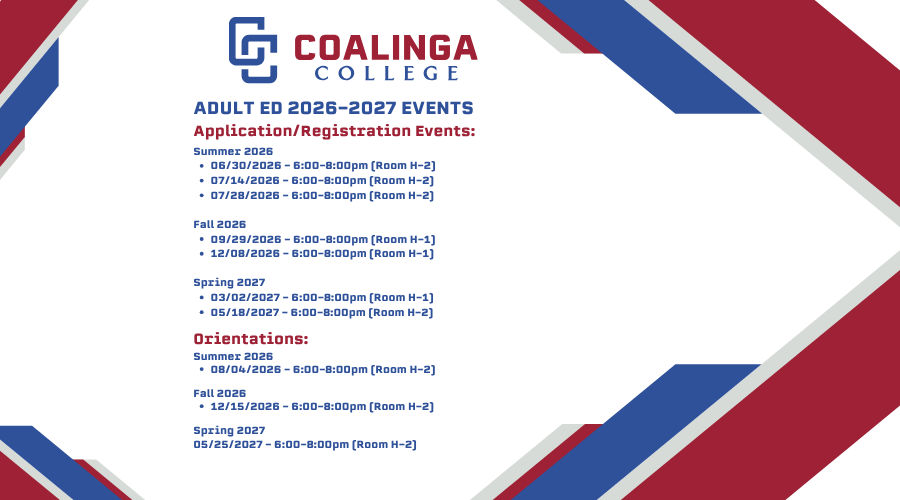 Adult Ed 2026-2027 Events